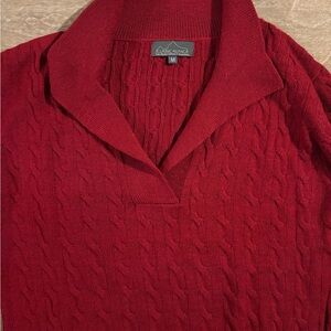 Deep Red Cable Knit Sweater made of Alpaca